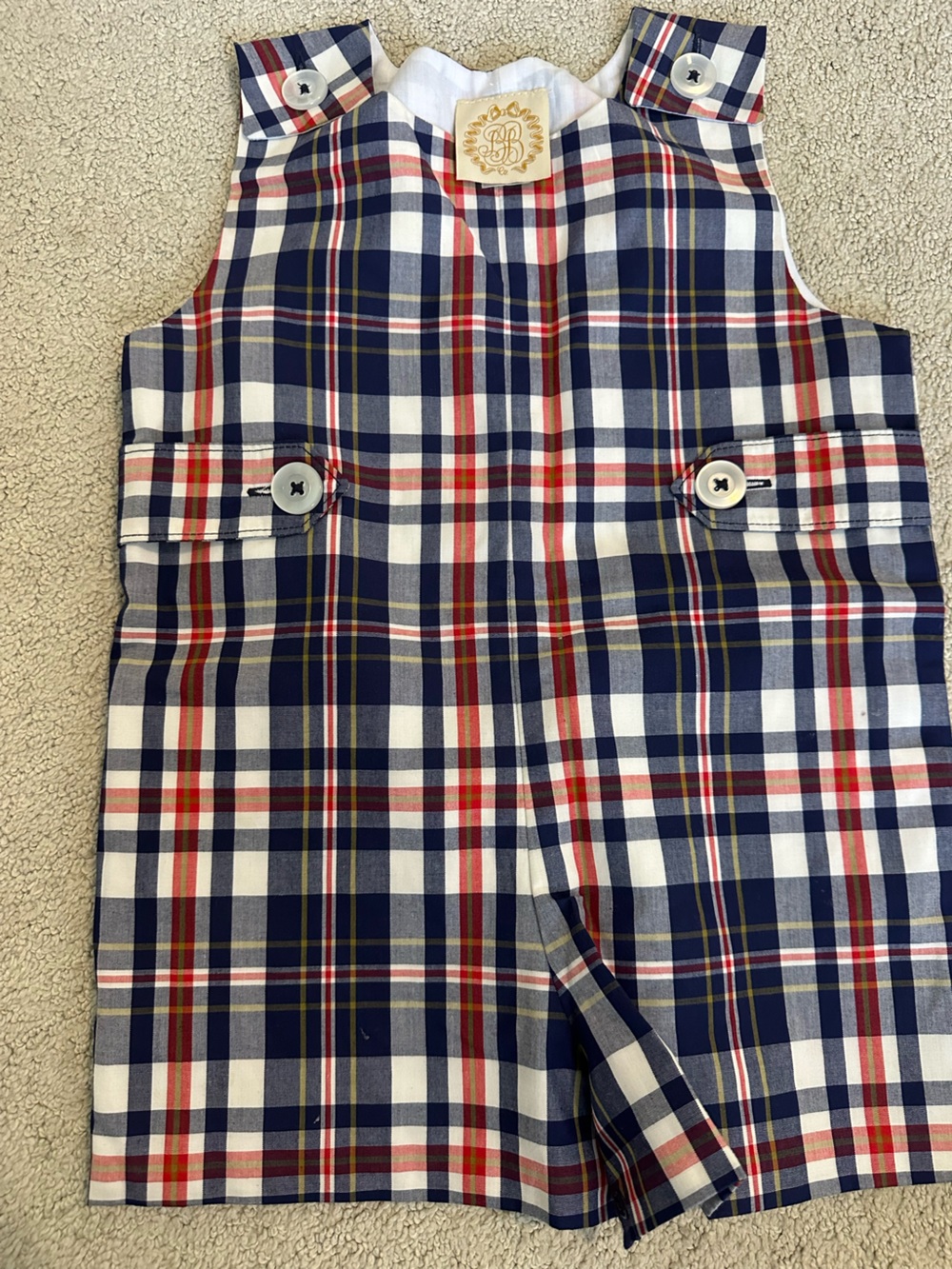 Navy, White & Red Plaid Jon Jon